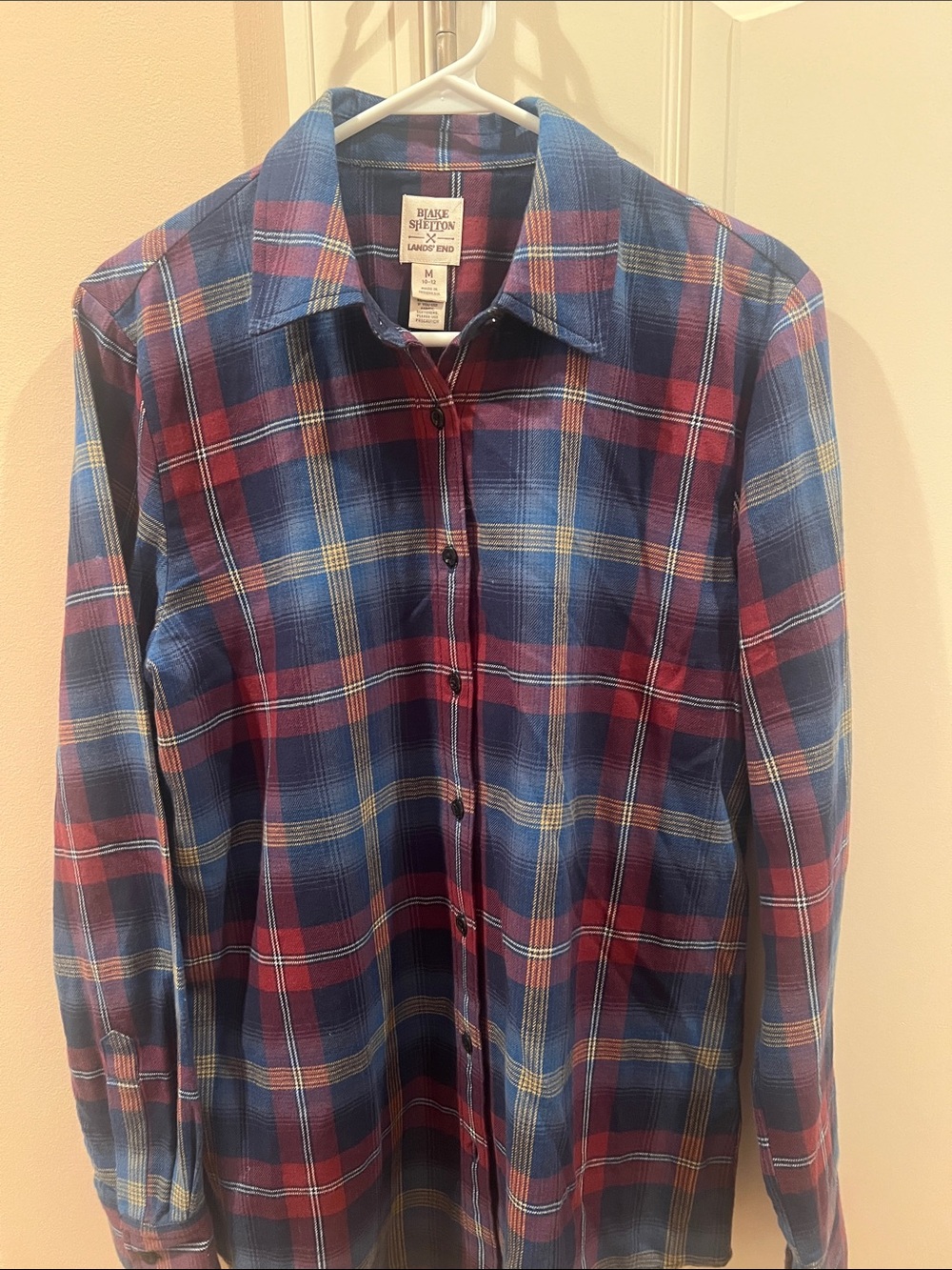 Blake Shelton Lands' End Blue, Red & Yellow Plaid Button-Down Shirt